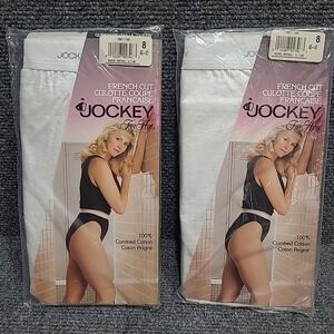 (2) Vintage 1990 Jockey‎ For Her French Cut Panties - Size 8 White USA